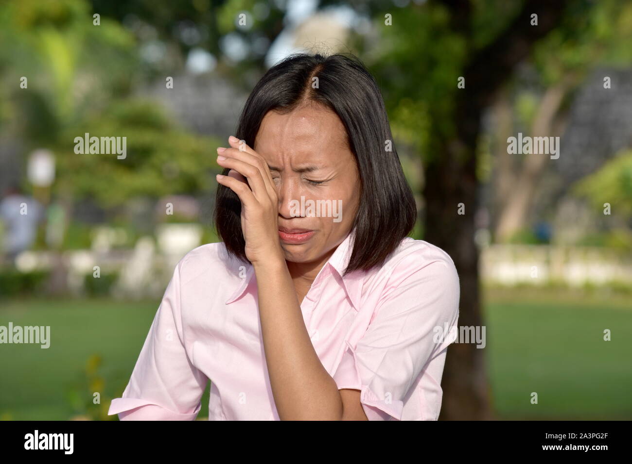 Crying Beautiful Asian Person Stock Photo