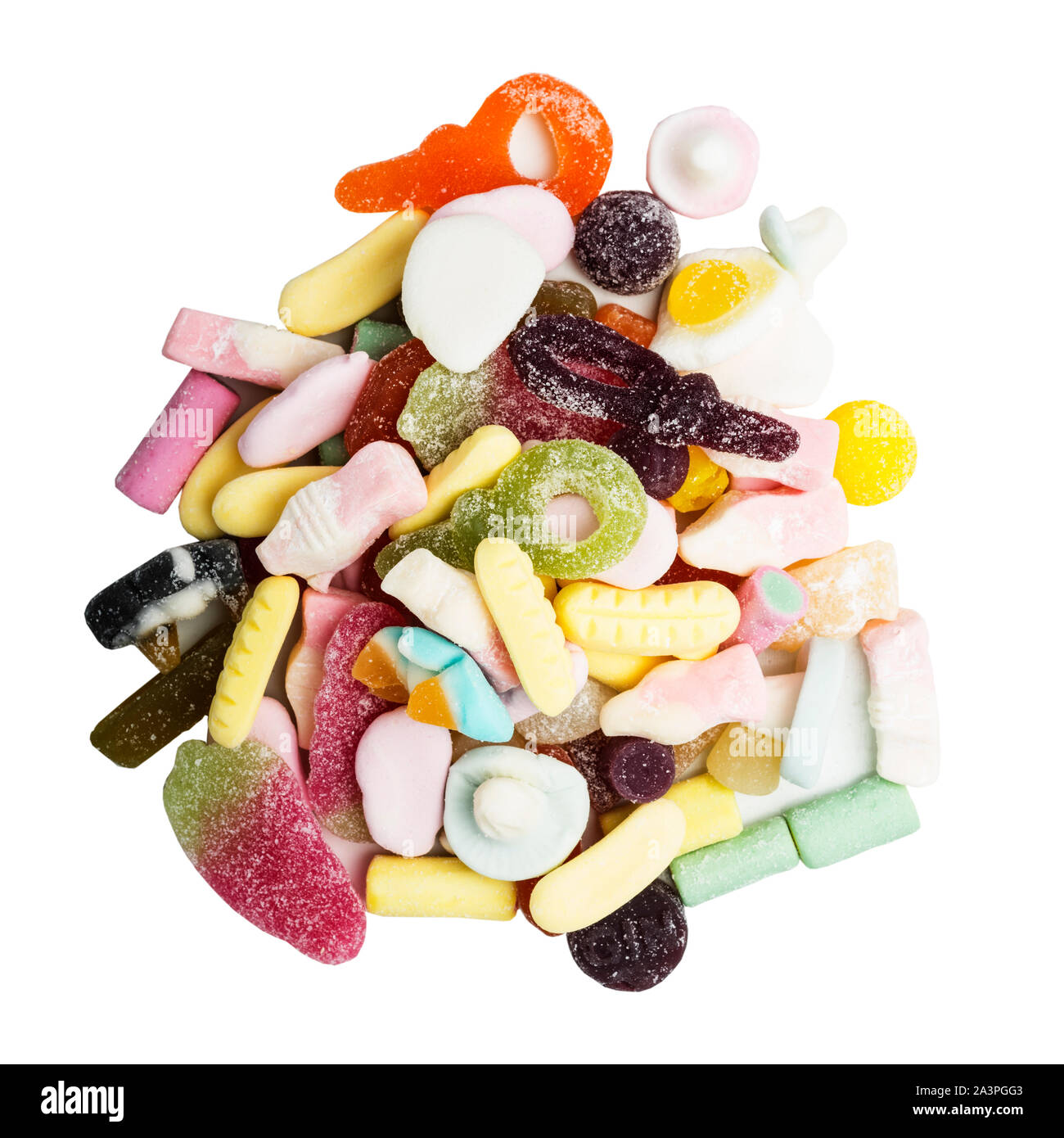 A quarter of sweets on a white background Stock Photo