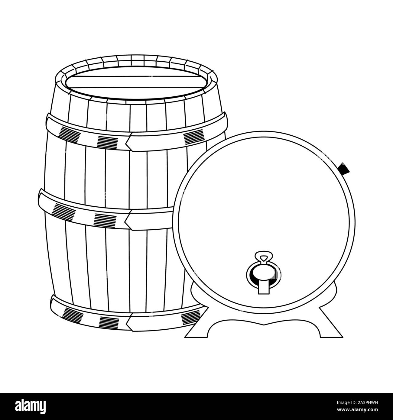 wine wooden barrels flat design Stock Vector Image & Art - Alamy