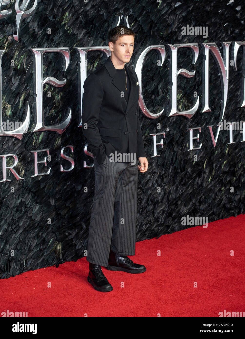 LONDON - ENGLAND - OCT 9.  Harris Dickinson attends the ‘Maleficent: Mistress of Evil’ European Premiere at the BFI Imax, Waterloo, London, England on the 9th October 2019. Gary Mitchell/Alamy Live News Stock Photo