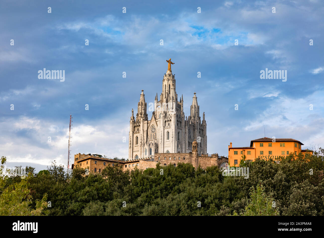 Expiatory Church of the Sacred Heart on the Tibidabo mountain, Barcelona, Catalonia, Spain. Stock Photo