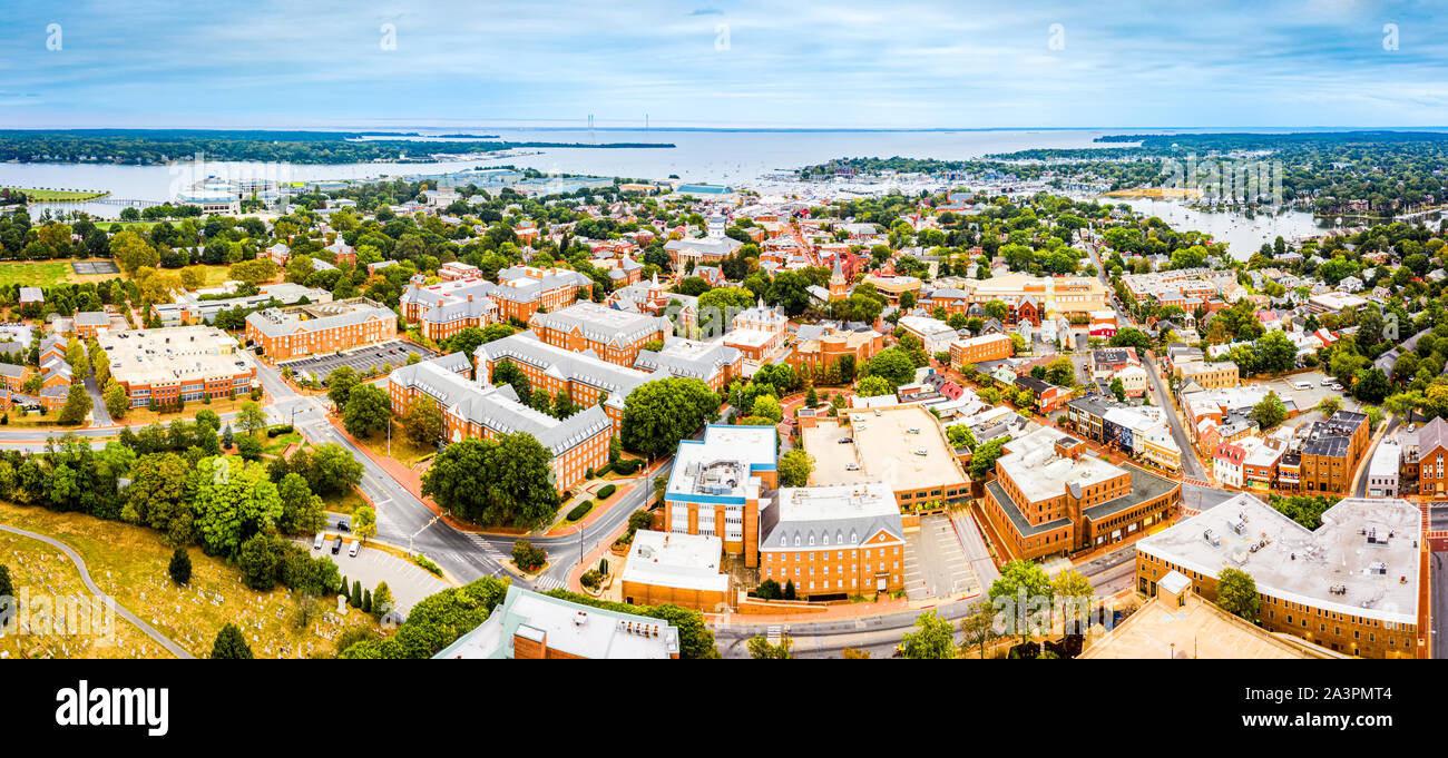 Aerial panorama of Annapolis, Maryland Stock Photo