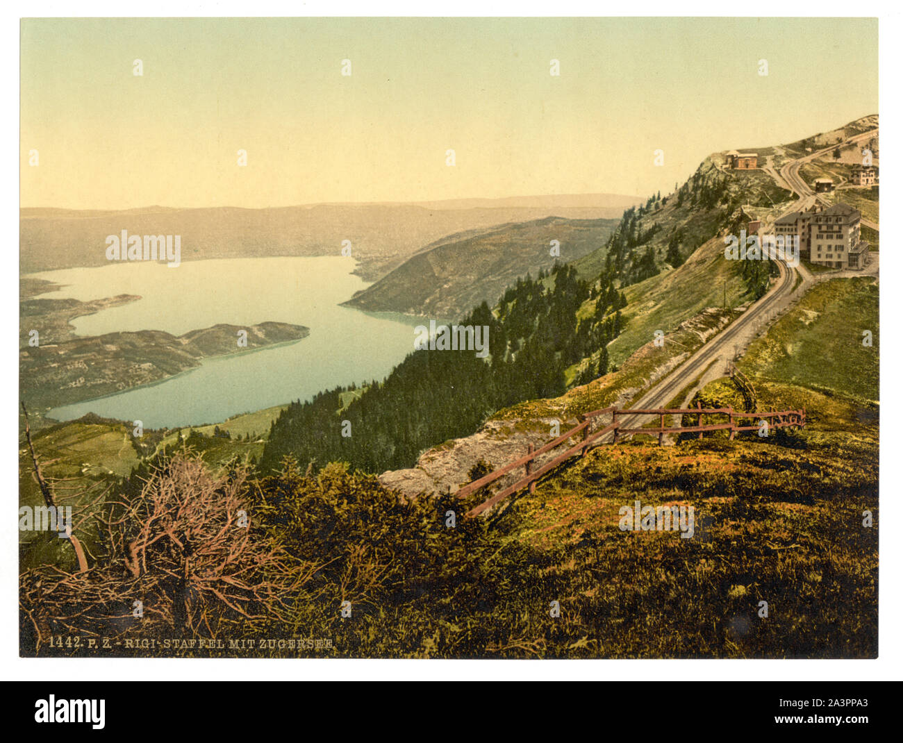 Staffel and Zug Lake, Rigi, Switzerland Forms part of: Views of Switzerland in the Photochrom print collection. Title devised by Library staff. Print no. 1442. Stock Photo