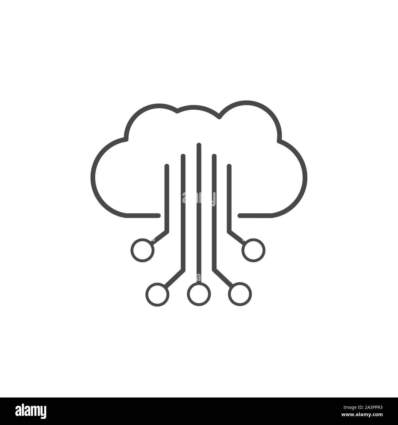 cloud computing electronic circuit technology icon line illustration ...