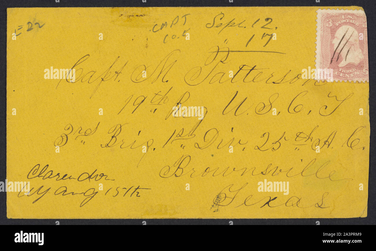 Stamped envelope addressed to Capt. M. Patterson Stock Photo Alamy