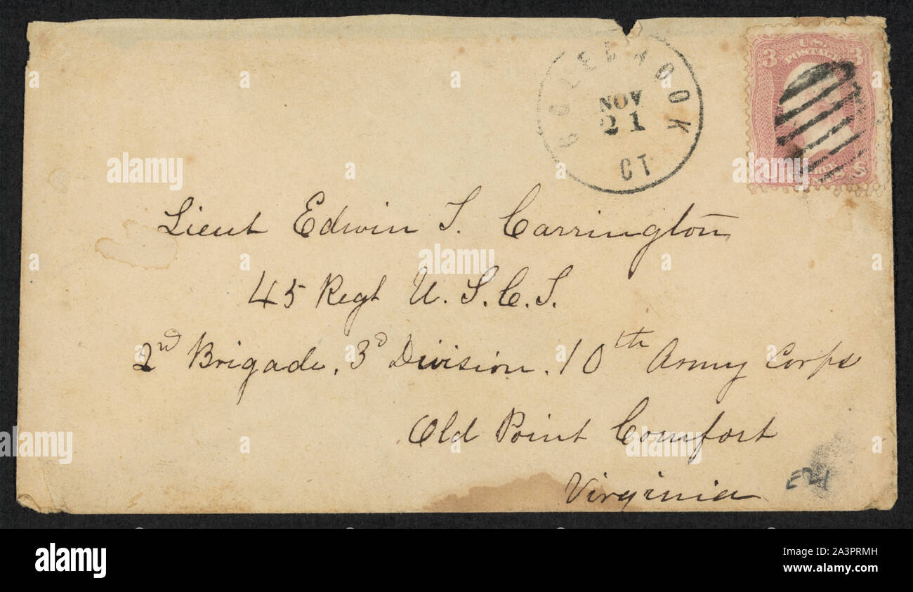 Stamped envelope addressed to Lieut Edwin T. Carrington Stock Photo Alamy