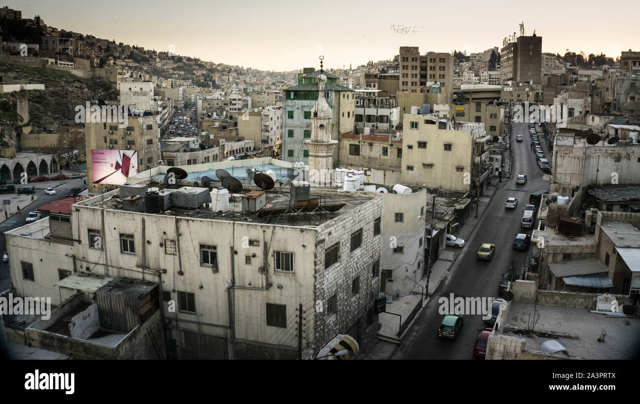 The narrow streets of downtown Amman Stock Photo
