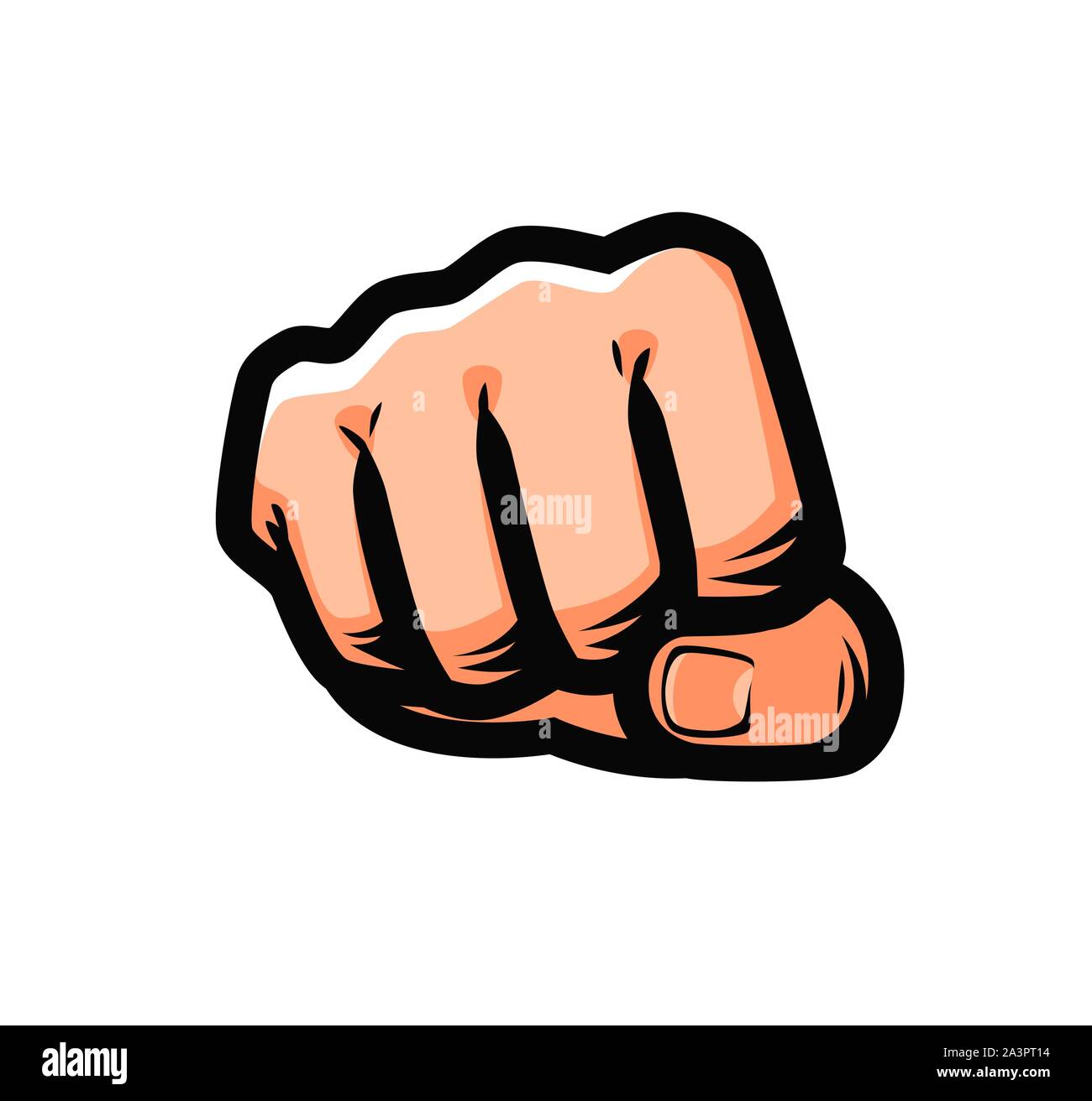 Clenched fist punching from front. Vector illustration Stock Vector