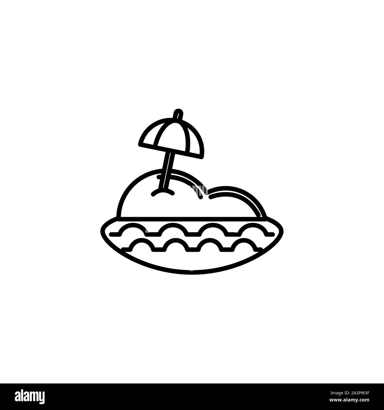 beach umbrella sea summer icon line illustration design Stock Vector ...