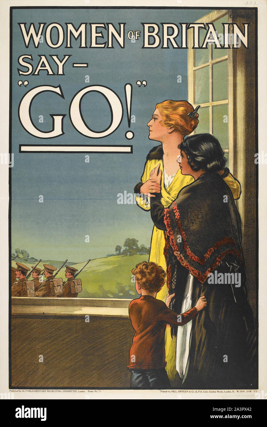 Poster Women of Britain say ‘Go!’ by Hill, Siffken & Co. (L.P.A. Ltd.), E J Kealey, Year 1914 Stock Photo