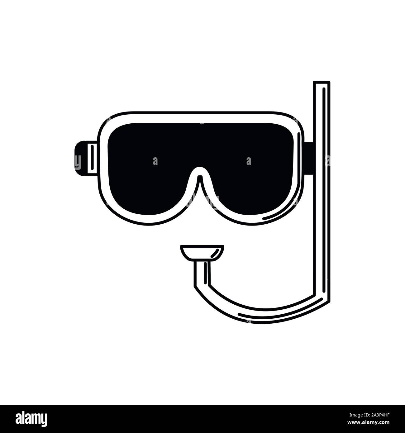 scuba mask and snorkel illustration vacation travel icon line Stock