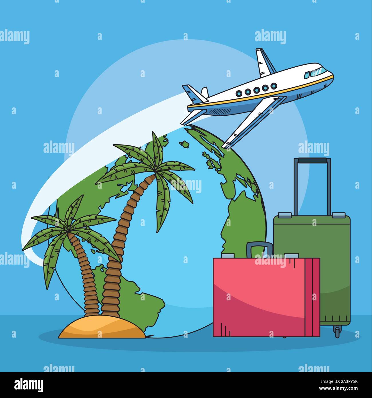 airplane and suitcases, world travel design Stock Vector Image & Art ...