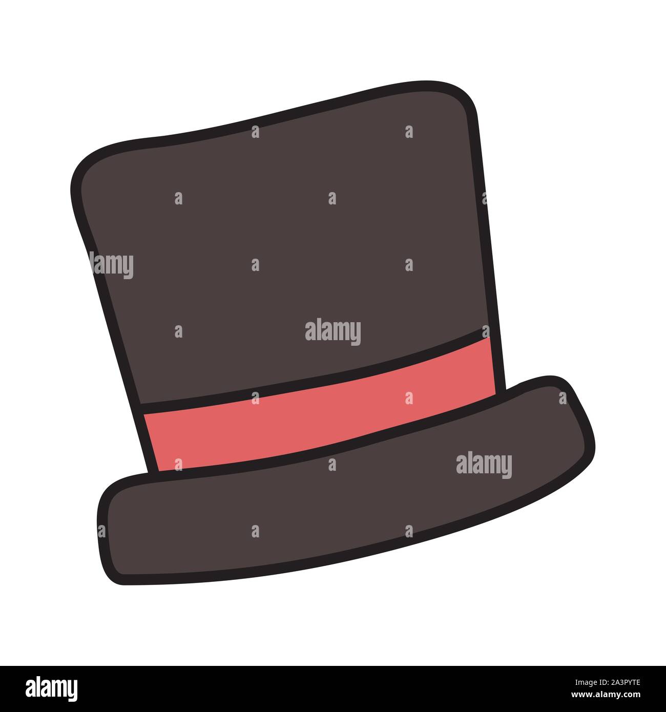 black top hat red ribbon white background vector illustration Stock