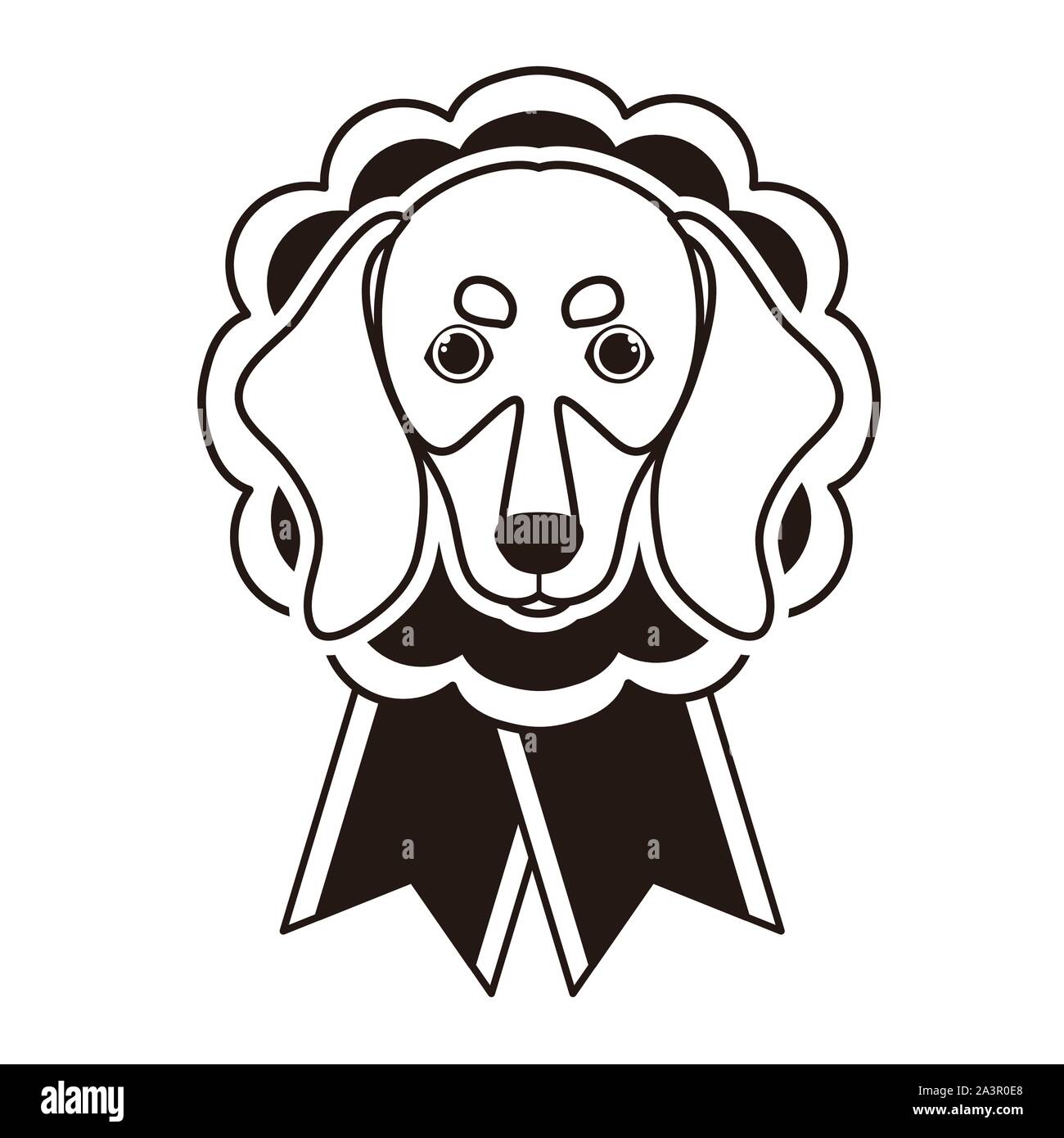 cute head dog mascot in ribbon medal character Stock Vector Image & Art ...