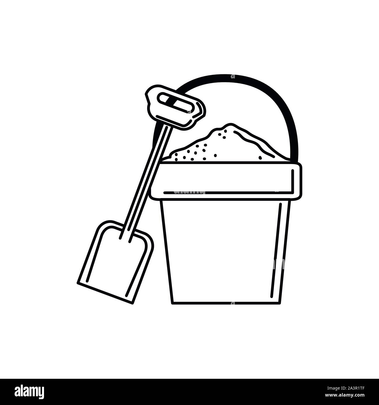 sand bucket and shovel illustration vacation travel icon line image design Stock Vector