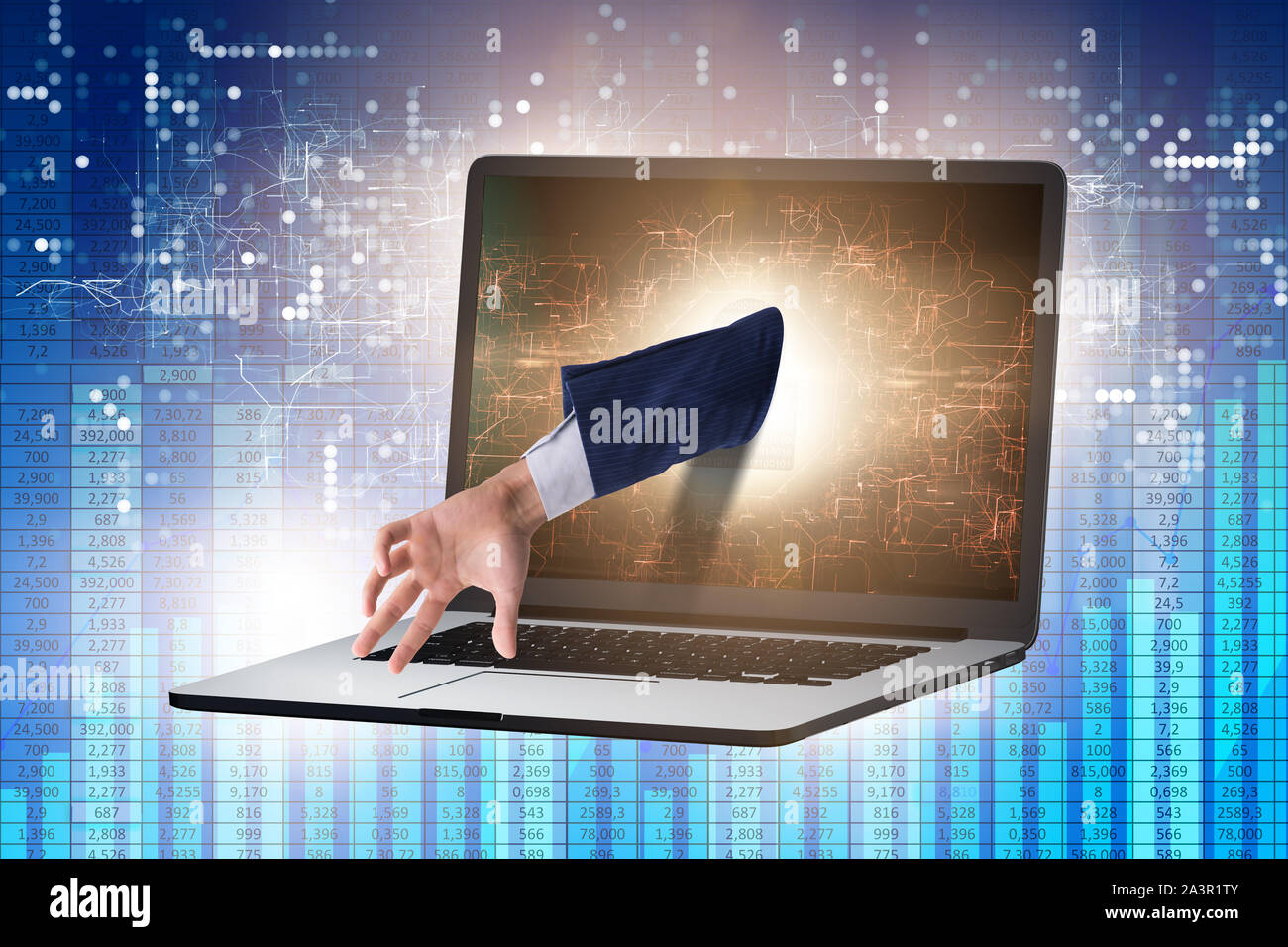The hacker man trying to steal personal data Stock Photo