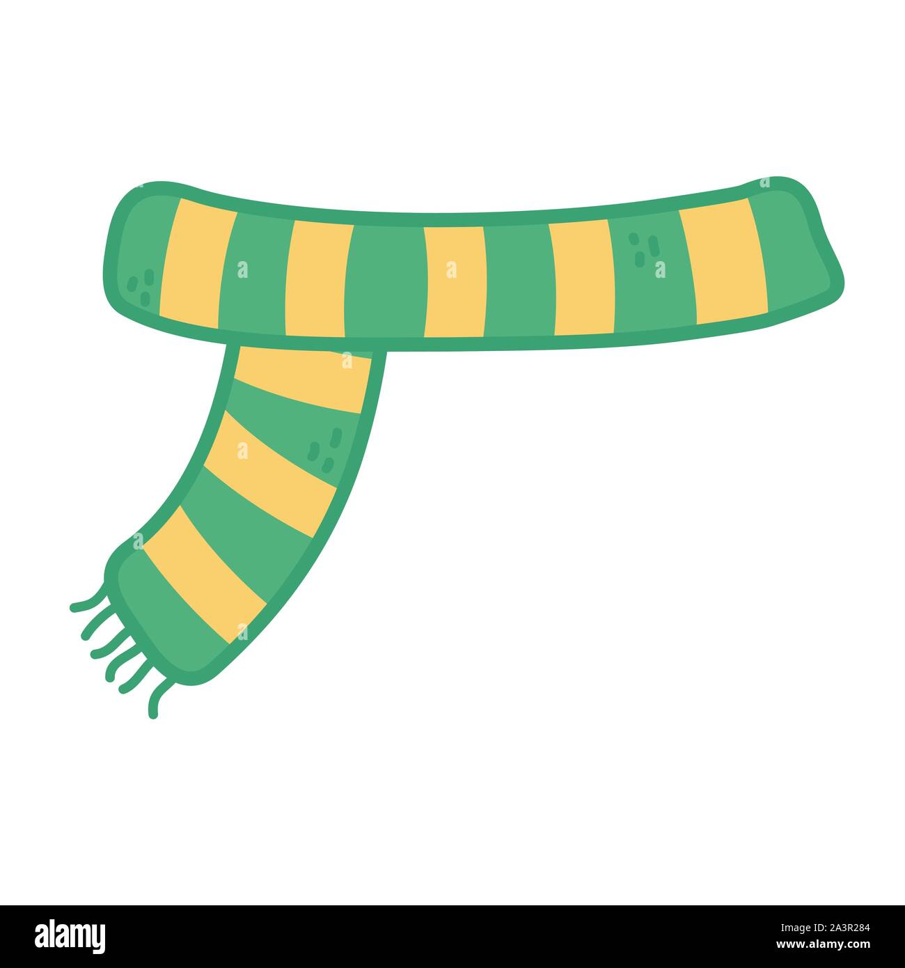 green and yellow warm scarf on white background vector illustration