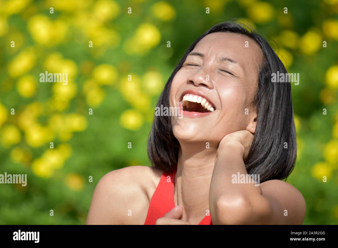 Filipina Female Laughing Stock Photo