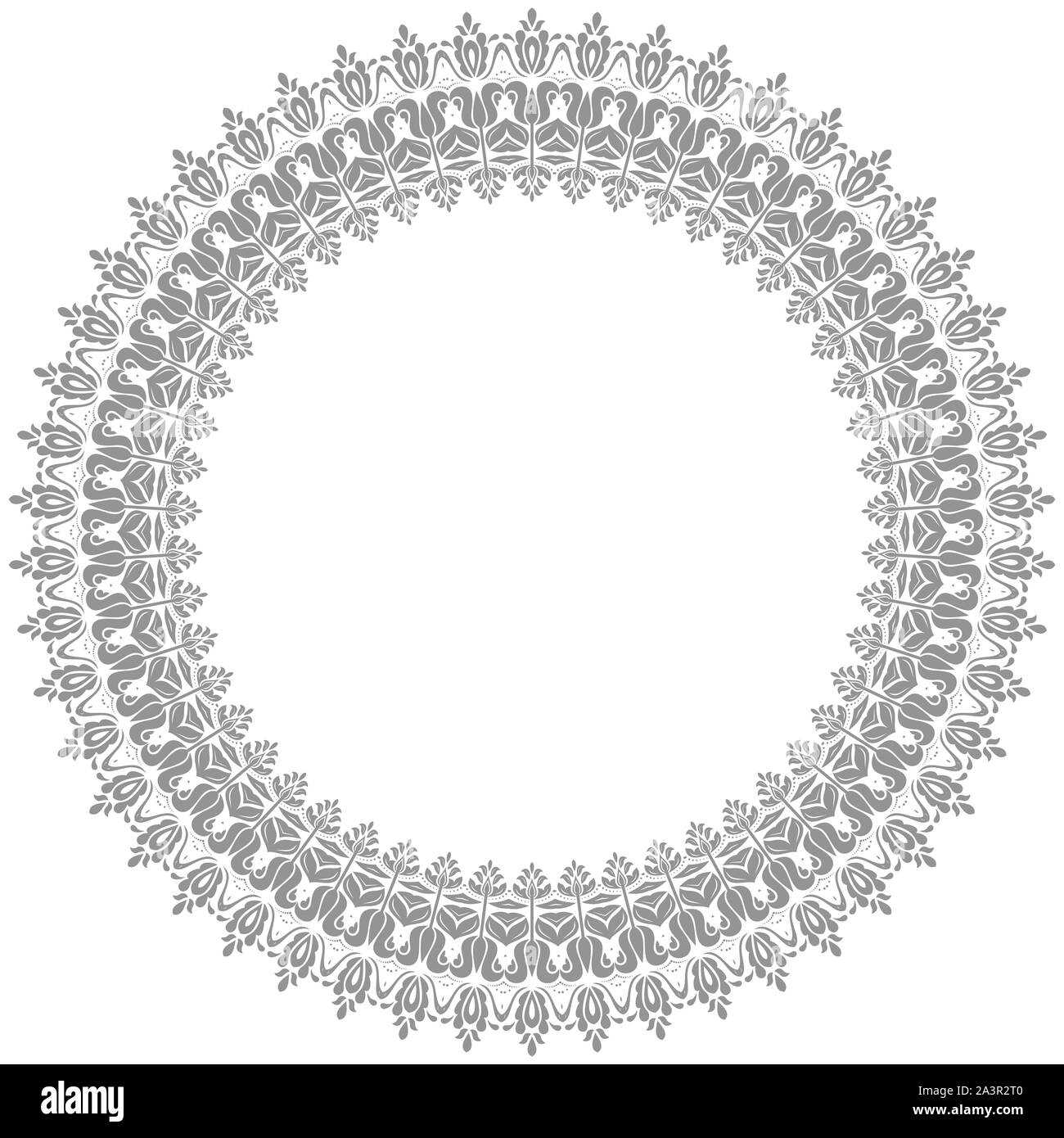 Arabesque Rond Oriental round pattern with gray arabesques and floral elements ...