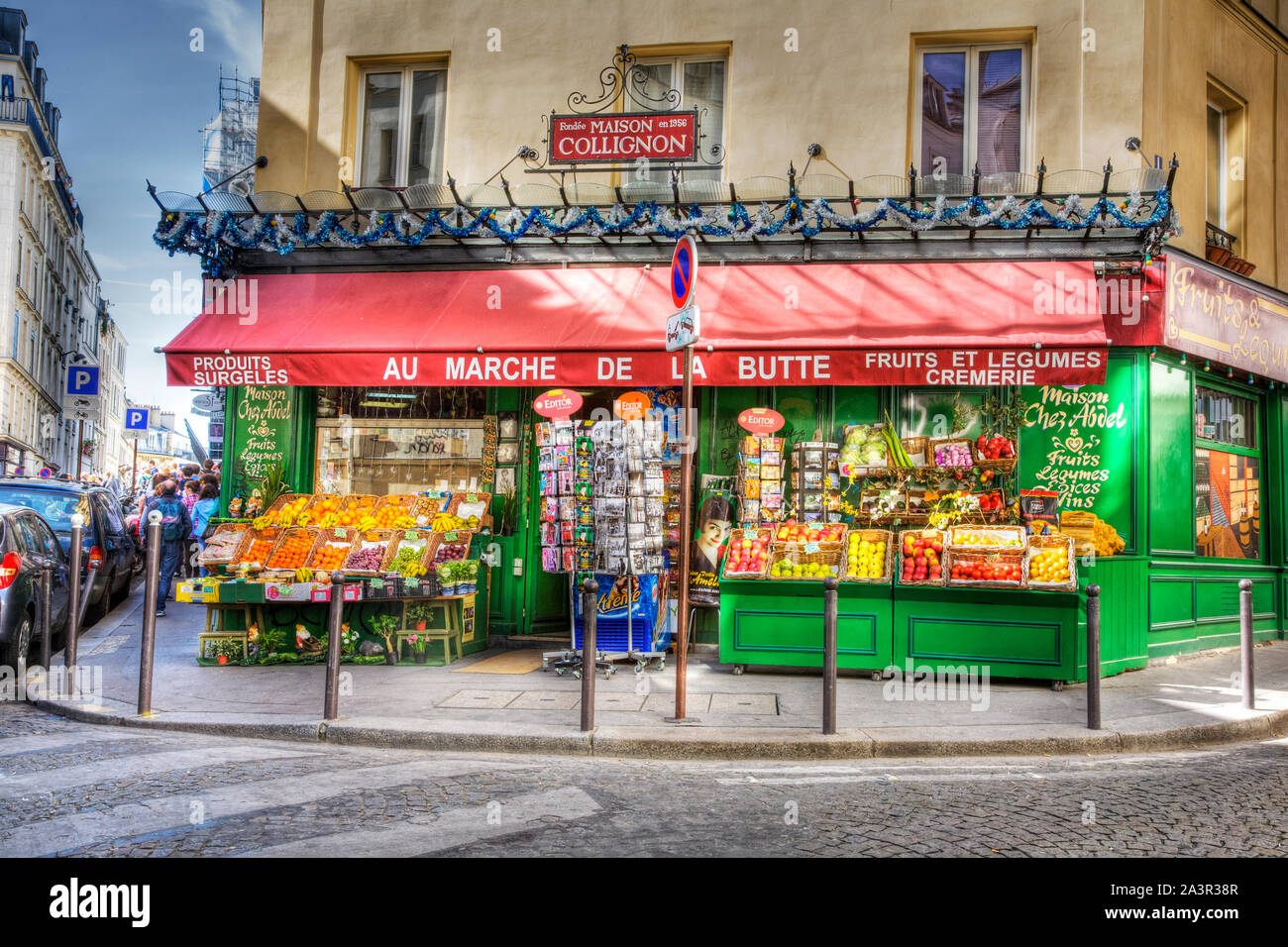 Au Marche de la Butte - Market in Montmartre, used in film "Amelie" Stock Photo