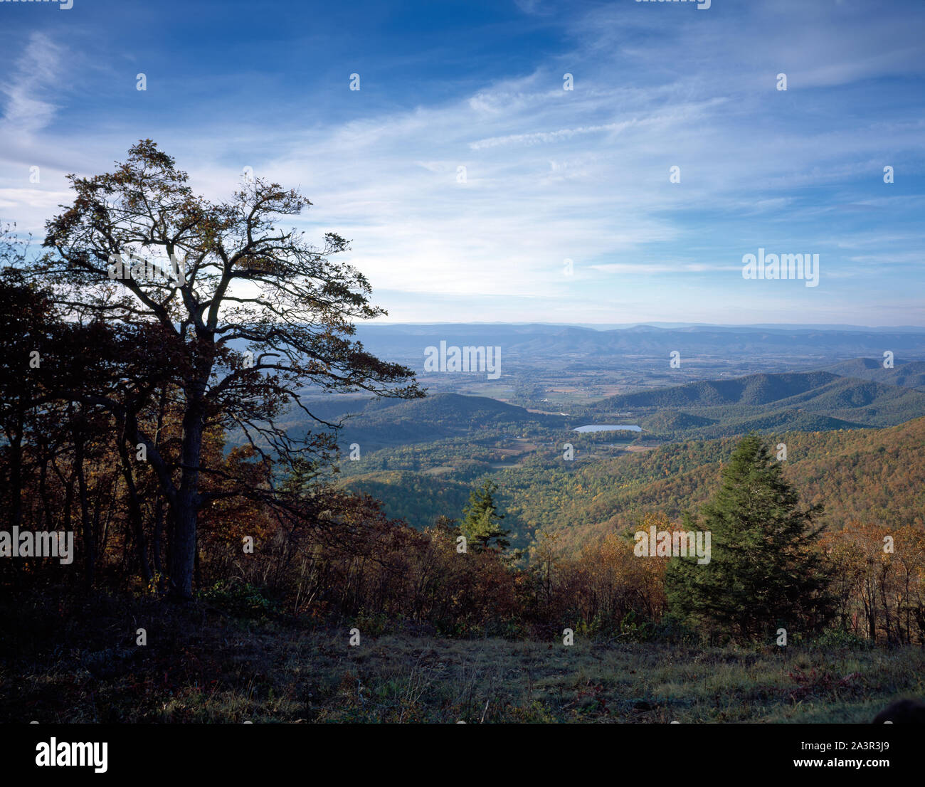 Stony Man Overlook on Skyline Drive, which is also a crossing point of the Appalachian Trail, in Northern Virginia Stock Photo