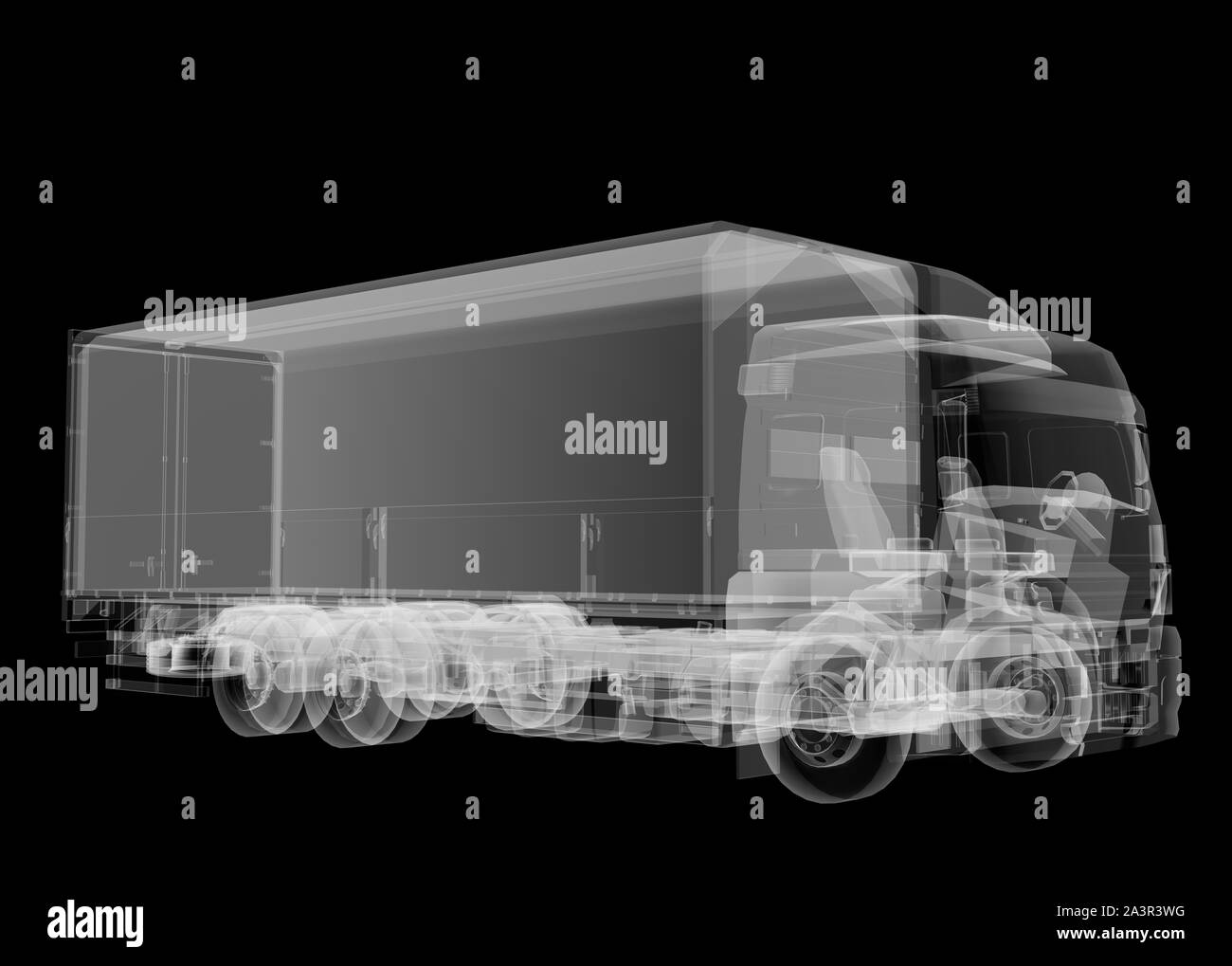 Truck x-ray on black background. 3D illustration Stock Photo - Alamy