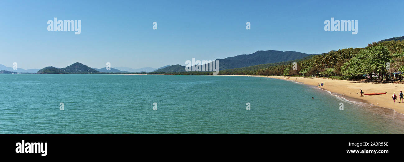 Palm Cove - a panorama of the beach on a beautiful day in tropical Far North Queensland Stock Photo