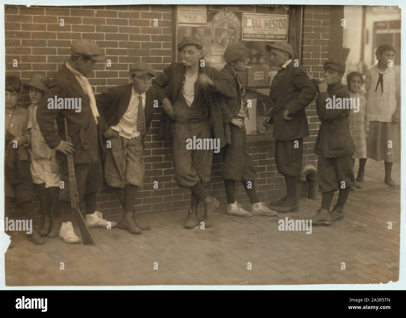 Street gang - cor[ner] Margaret & Water Streets - 4:30 P.M. Stock Photo