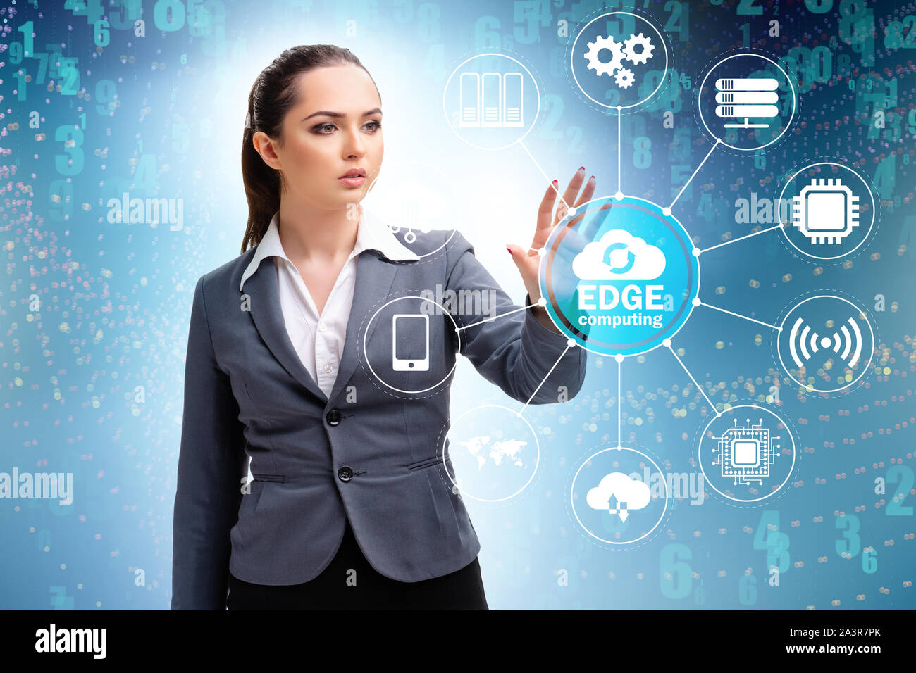 The businessman in edge and fog computing concept Stock Photo - Alamy