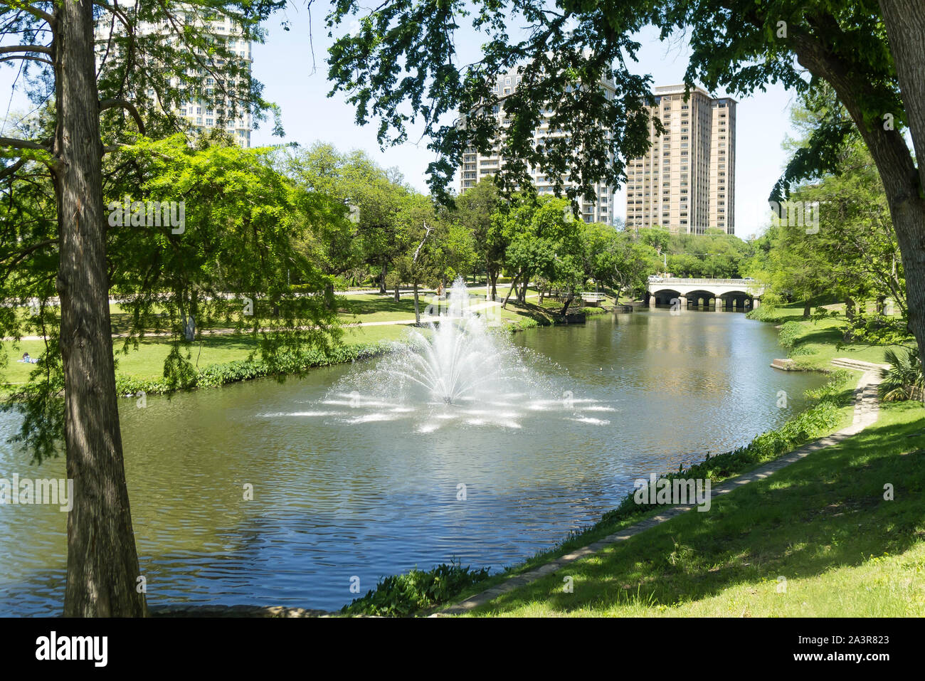 Fountain of Lemmon Avenue Park in Dallas Stock Photo