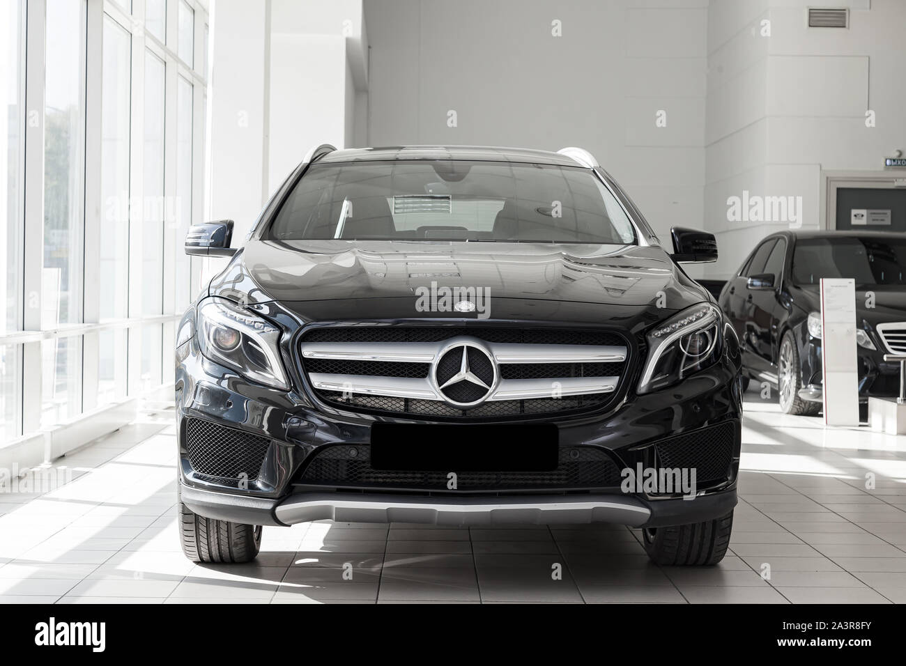 Novosibirsk Russia 08 01 18 Black Mercedes Benz Gla Class 16 Year Front View With Dark Gray Interior In Excellent Condition In A Dealership Wi Stock Photo Alamy