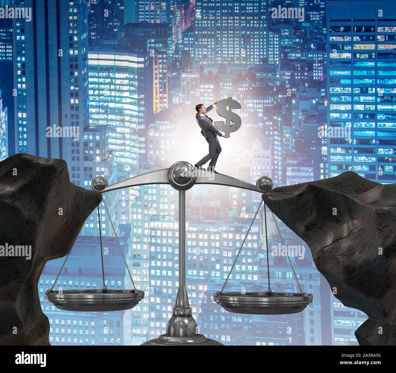 The businessman holding dollar sign in justice concept Stock Photo - Alamy
