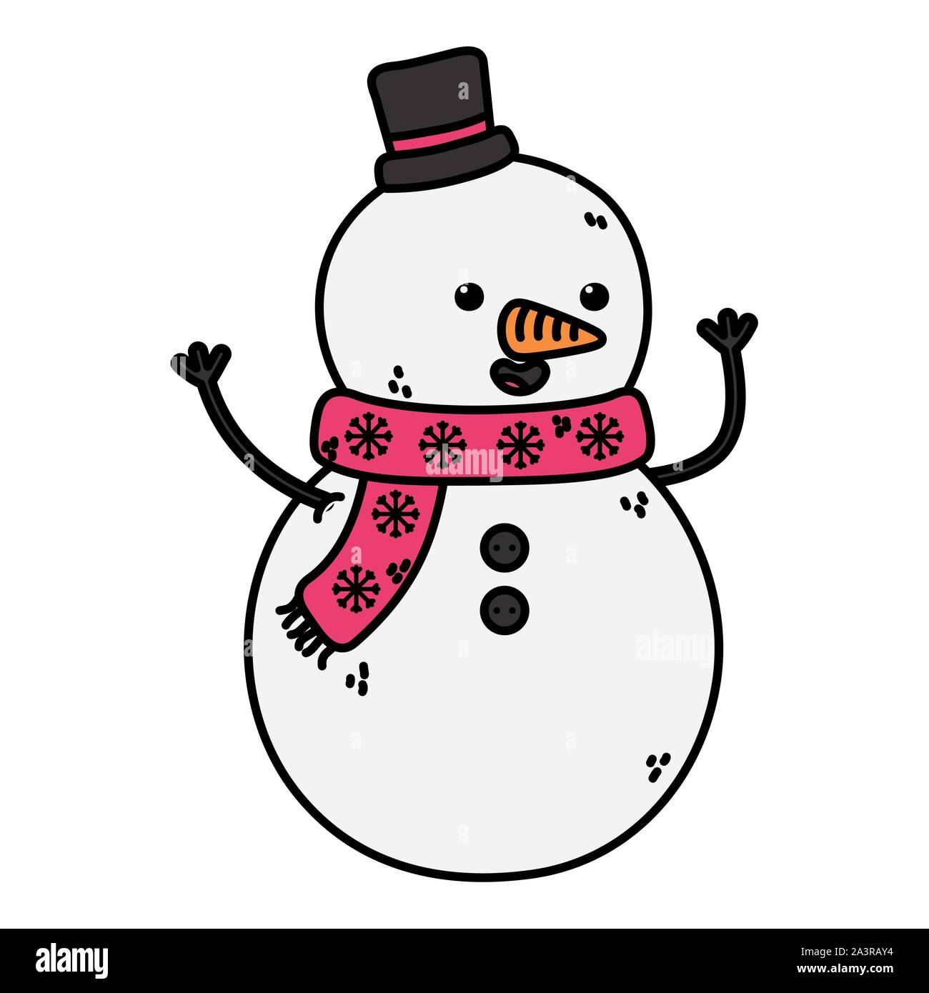 snowman with black hat and scarf decoration merry christmas vector ...