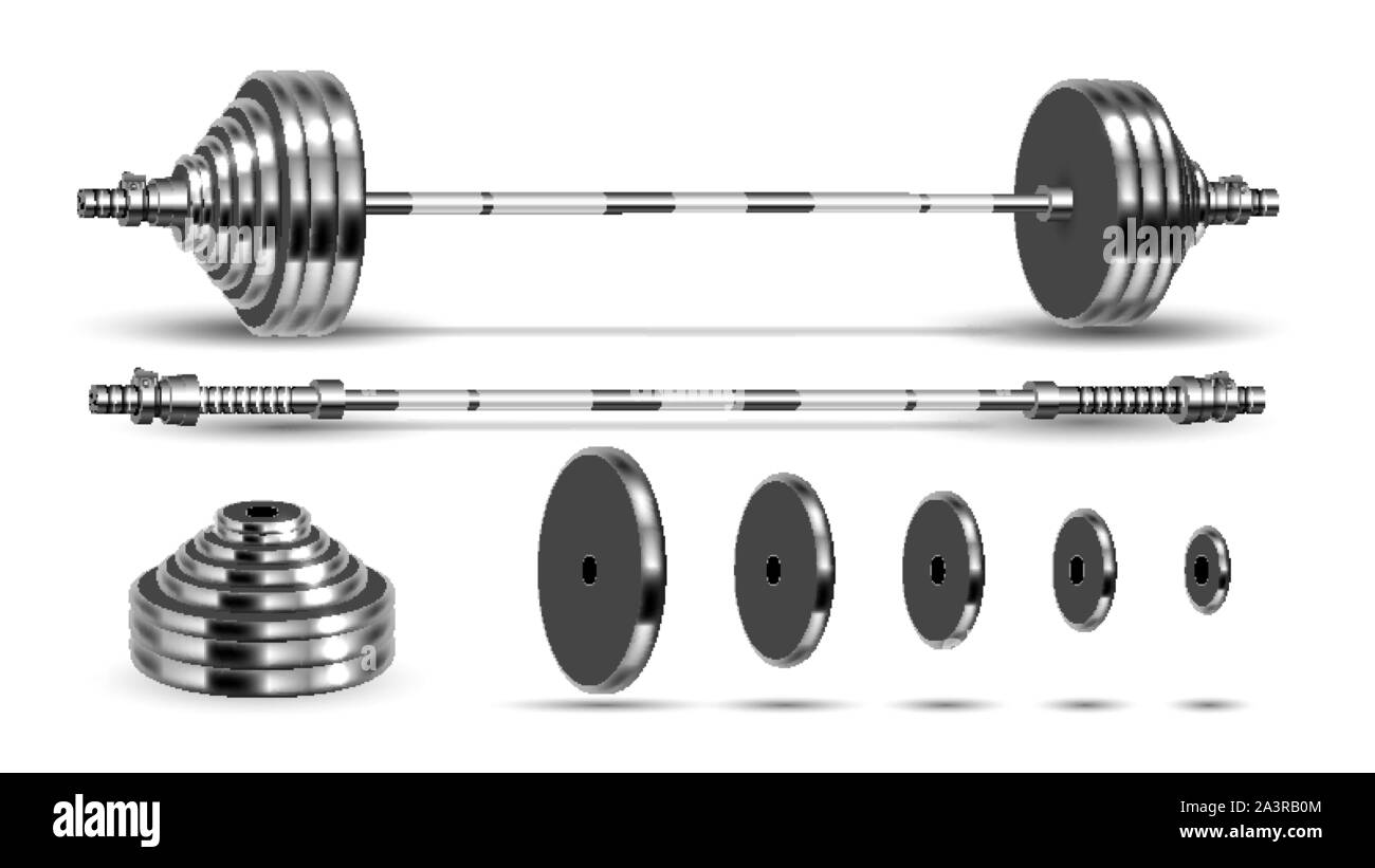Barbells Bodybuilding Collapsible Kit Set Vector Stock Vector Image