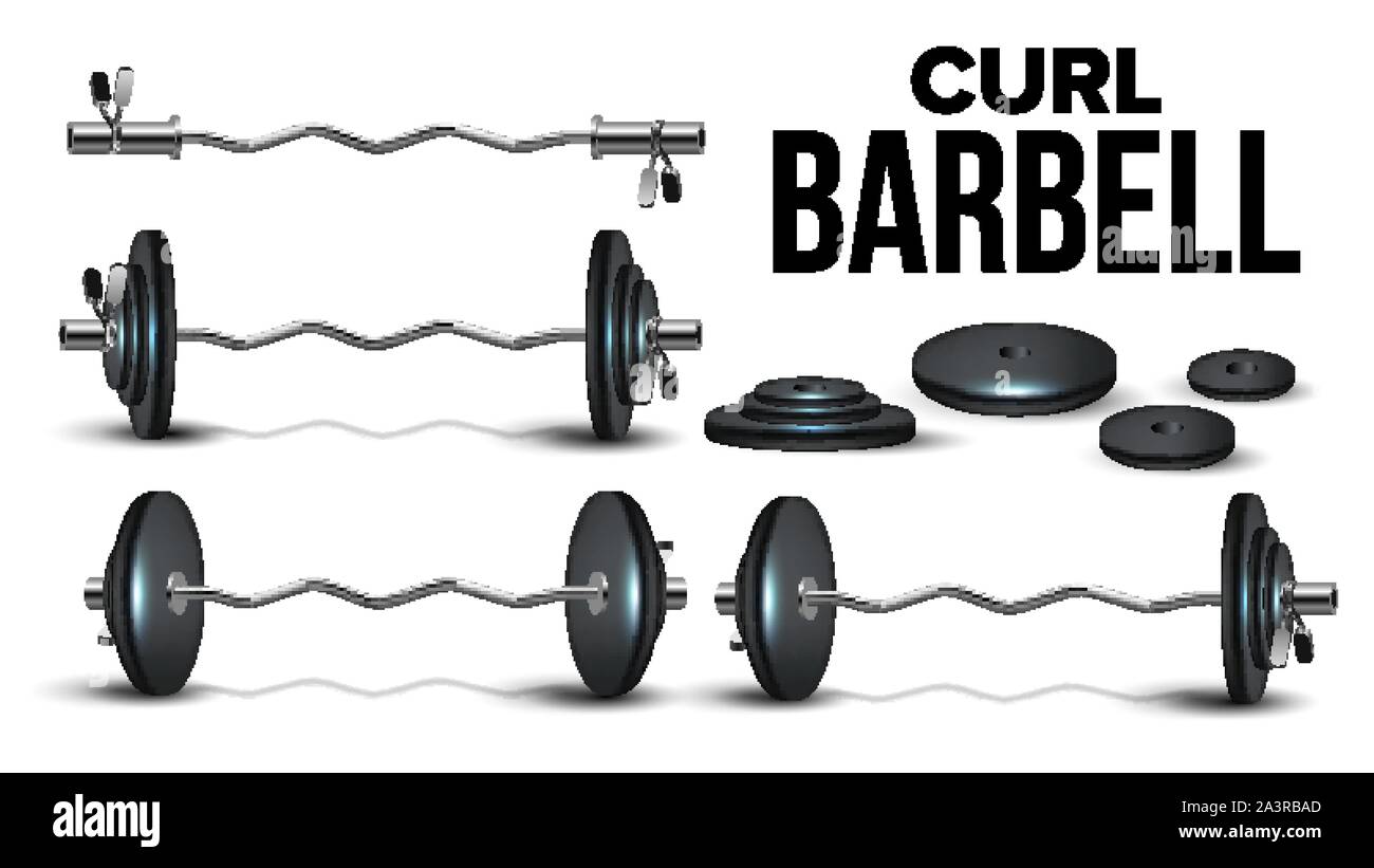 Curl Barbell Lifting Collapsible Kit Set Vector Stock Vector