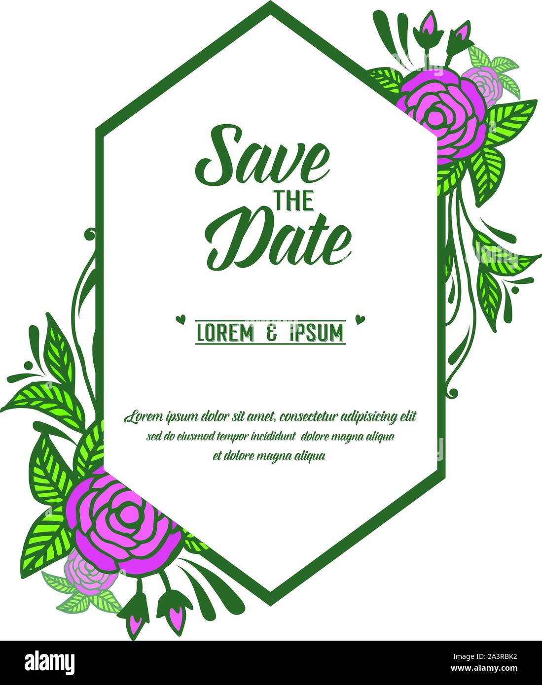 Template elegant save the date, with decoration of pink rose flower ...