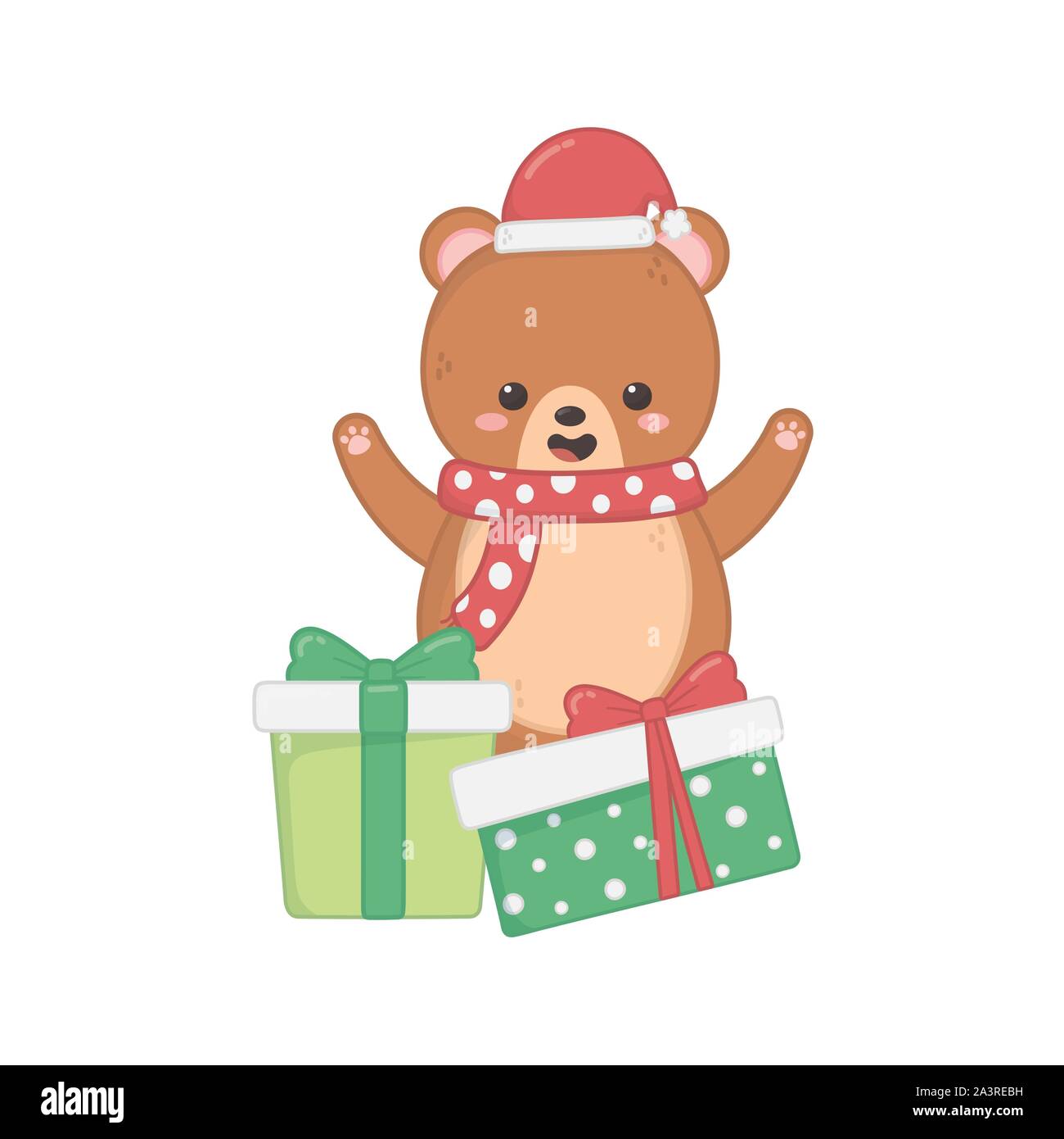 cute bear with gift boxes merry christmas vector illustration Stock ...