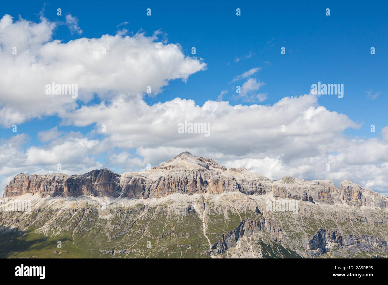 Sella group in Italian Dolomites with Piz Boe mountain summit Stock Photo