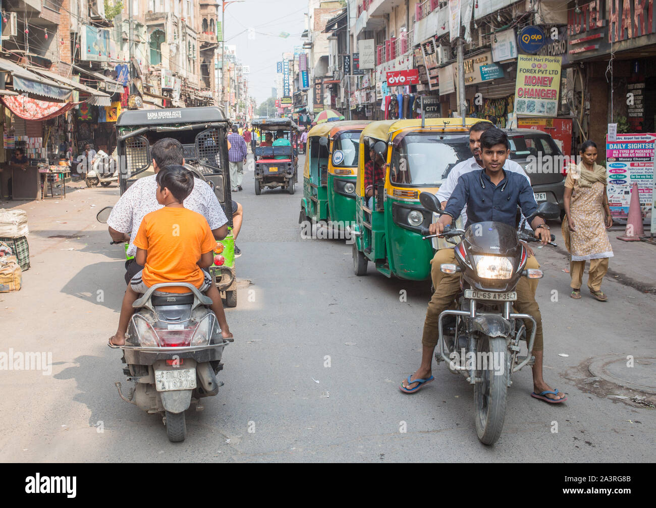 A view of Main Bazaar in downtown New Delhi. Stock Photo