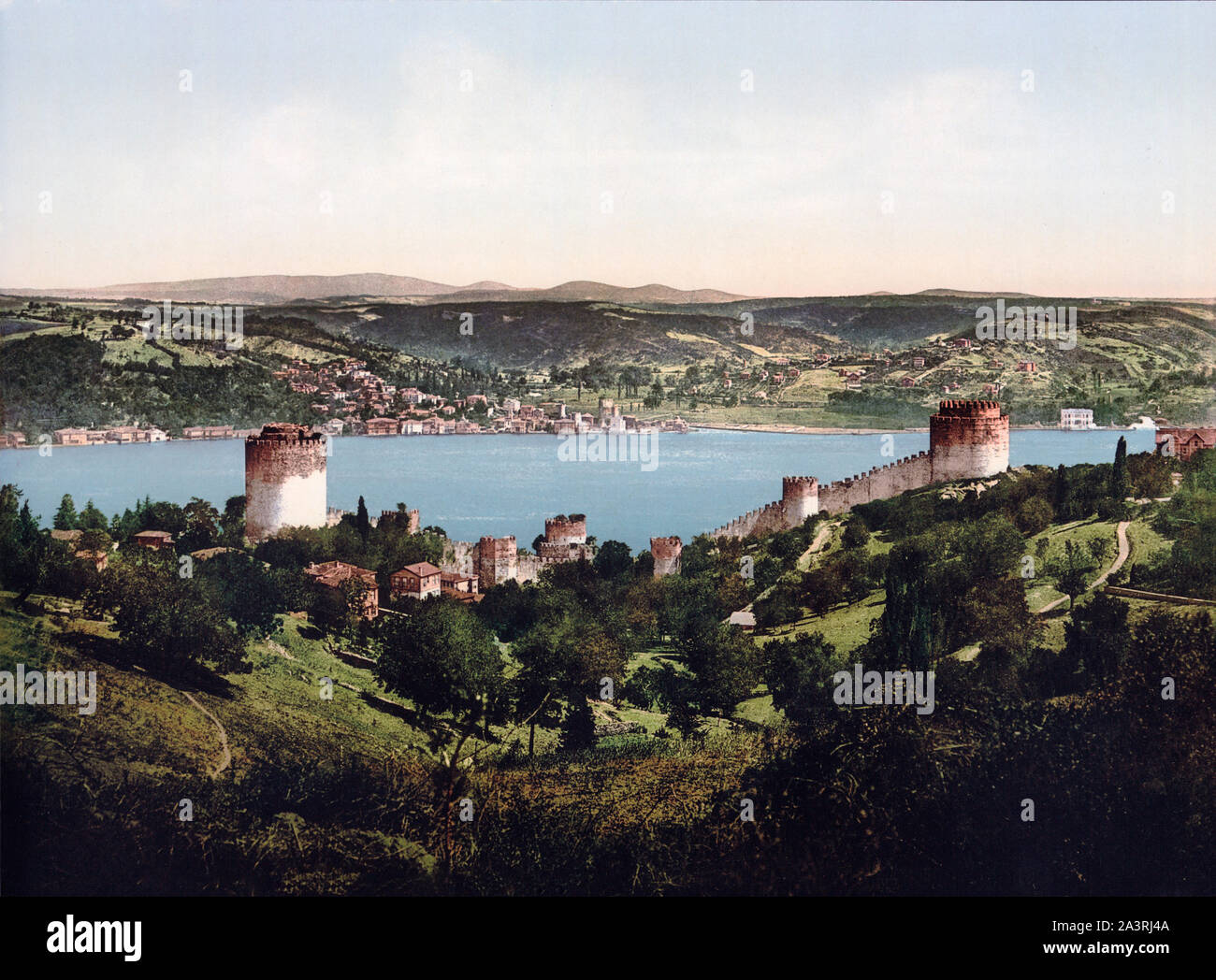 Bosphorus Rumeli and Anadali-Hissar, Stambul, Turkey. 19th century Stock Photo