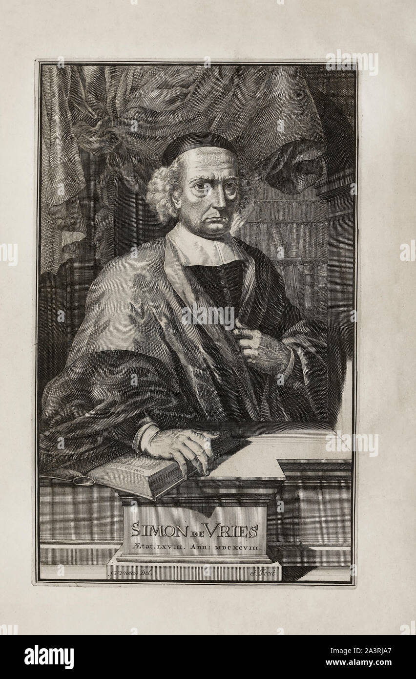 Simon de Vries or Simon Frisius (1570–75  – 1628/29) was a Dutch engraver. He worked in Paris, Rouen and Amsterdam before moving to the Hague in 1611 Stock Photo