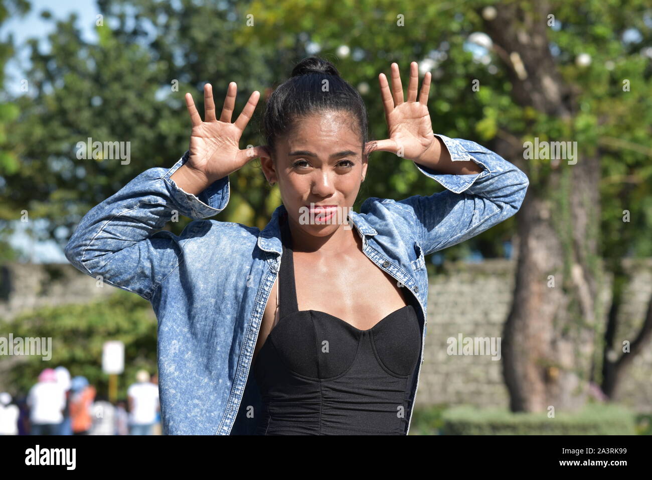 Woman Making Funny Faces Stock Photo