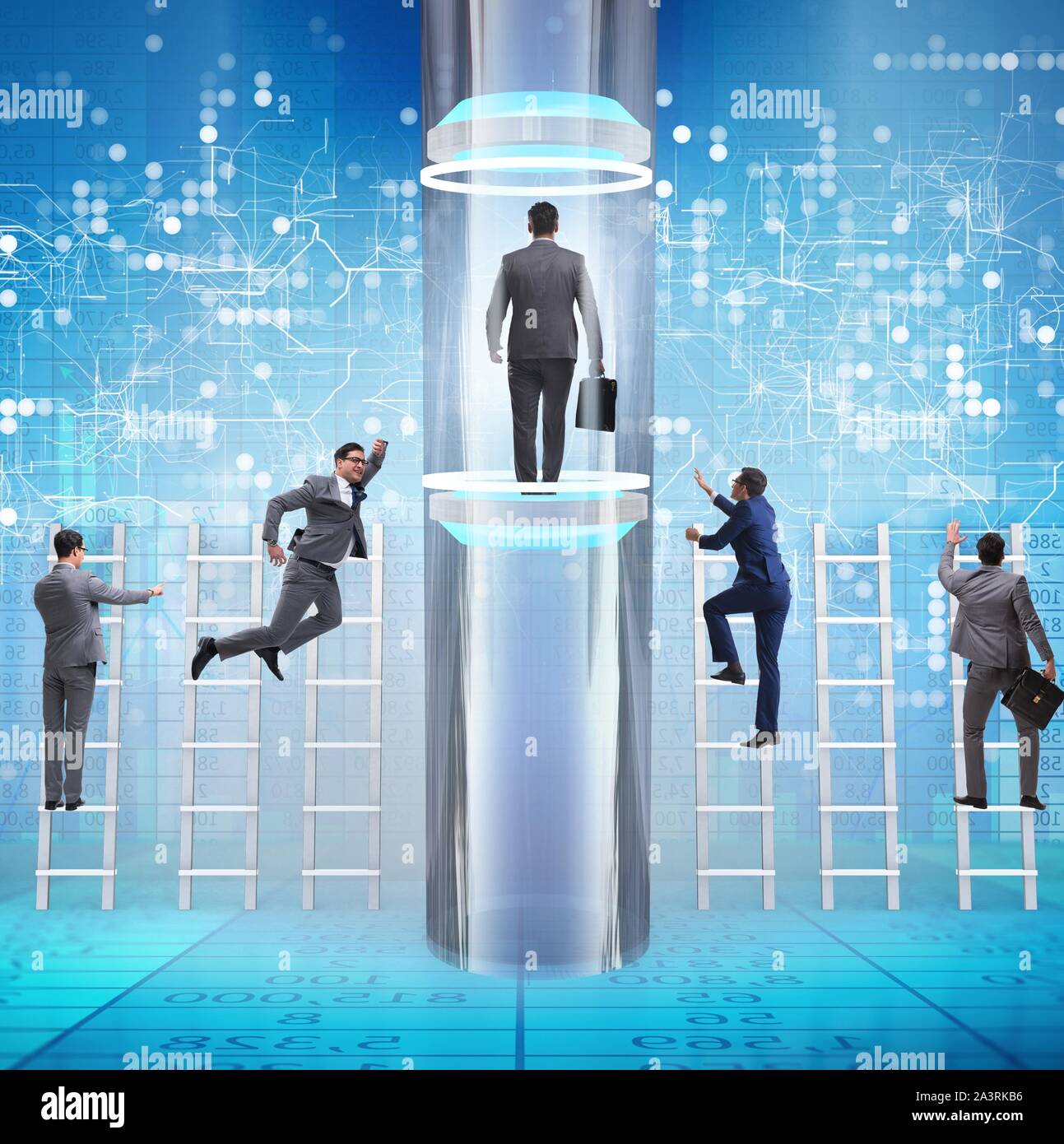 The businessmen in accelerated and fast promotion concept Stock Photo ...