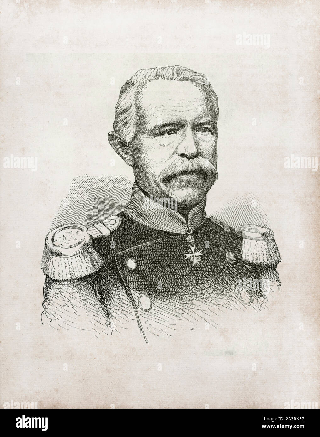 Eduard Wilhelm Ludwig von Bonin (1793 – 1865) was a Prussian general officer who served as Prussian Minister of War from 1852–54 and 1858-59. Stock Photo