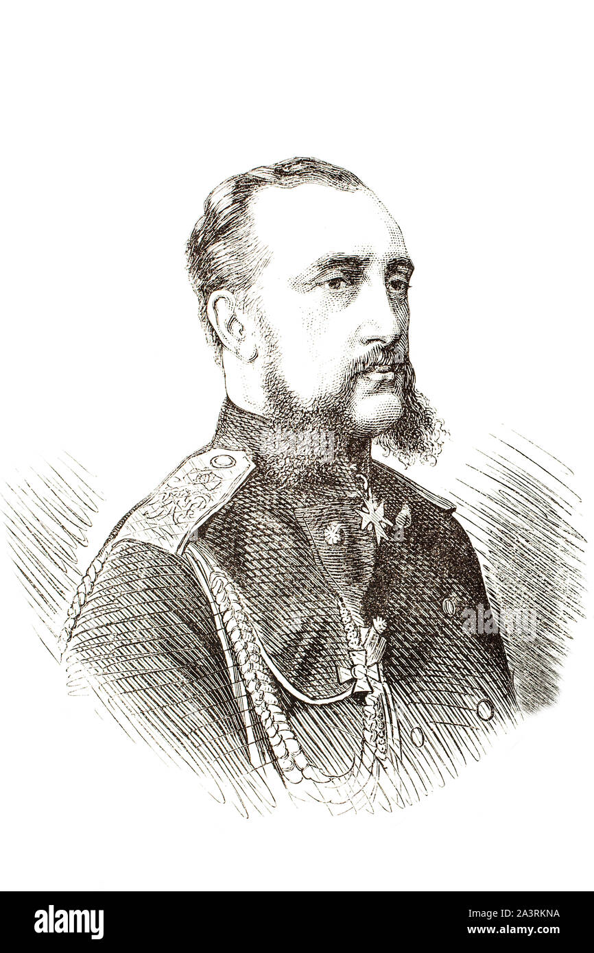 Grand Duke Nicholas Nikolaevich of Russia (1831 – 1891) was the third son of Tsar Nicholas I of Russia. As a Field Marshal he commanded the Russian ar Stock Photo