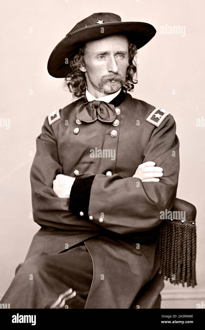 George Armstrong Custer (1839 – 1876) was a United States Army officer and cavalry commander in the American Civil War and the American Indian Wars. Stock Photo