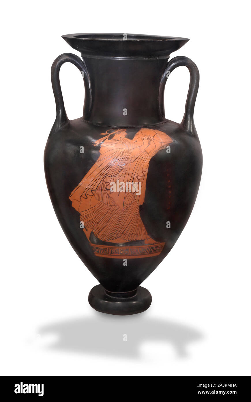 Red-figured Neck-amphora. Greece. About 510 B.C. Path on the white background. Stock Photo