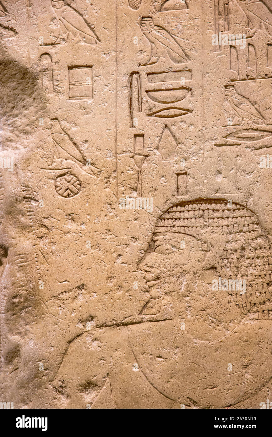 ancient Egyptian stone background wiht inscription in hieroglyphs Stock Photo