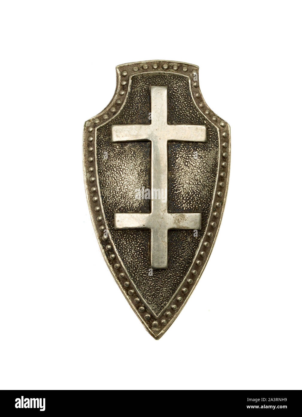 Slovakian badge shield with cross. Period of the Second World War. Stock Photo