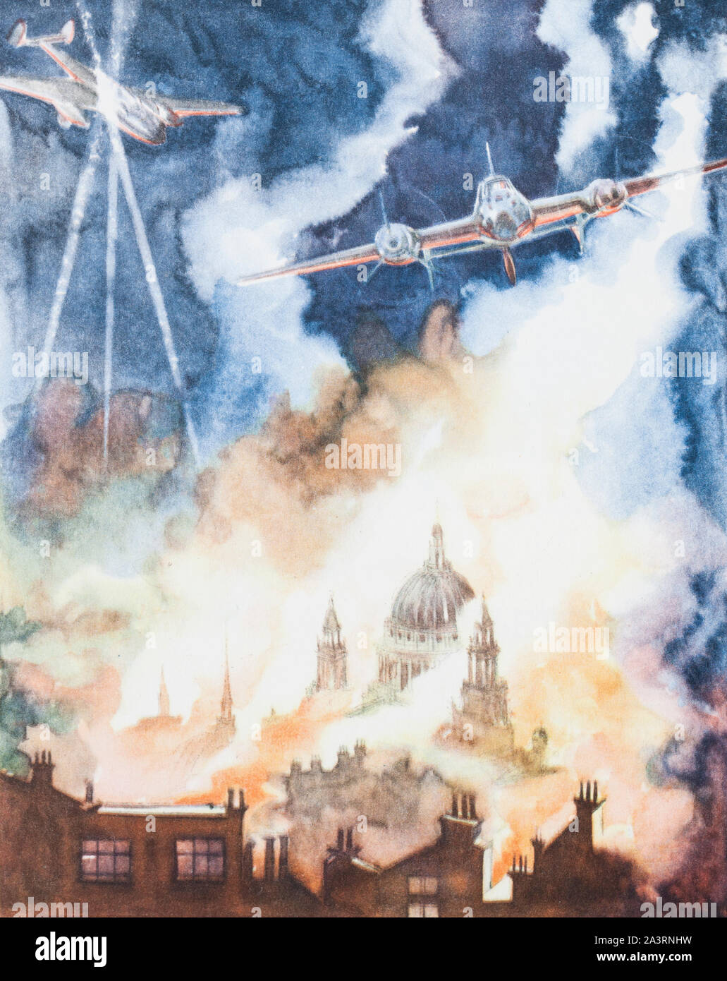 The Battle of Britain: the swastika bombers in the sky of London. Picture by A. Massonet Stock Photo